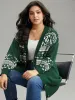 Christmas Jacquard Button Up Pocket Cardigan sold by Bloomchic