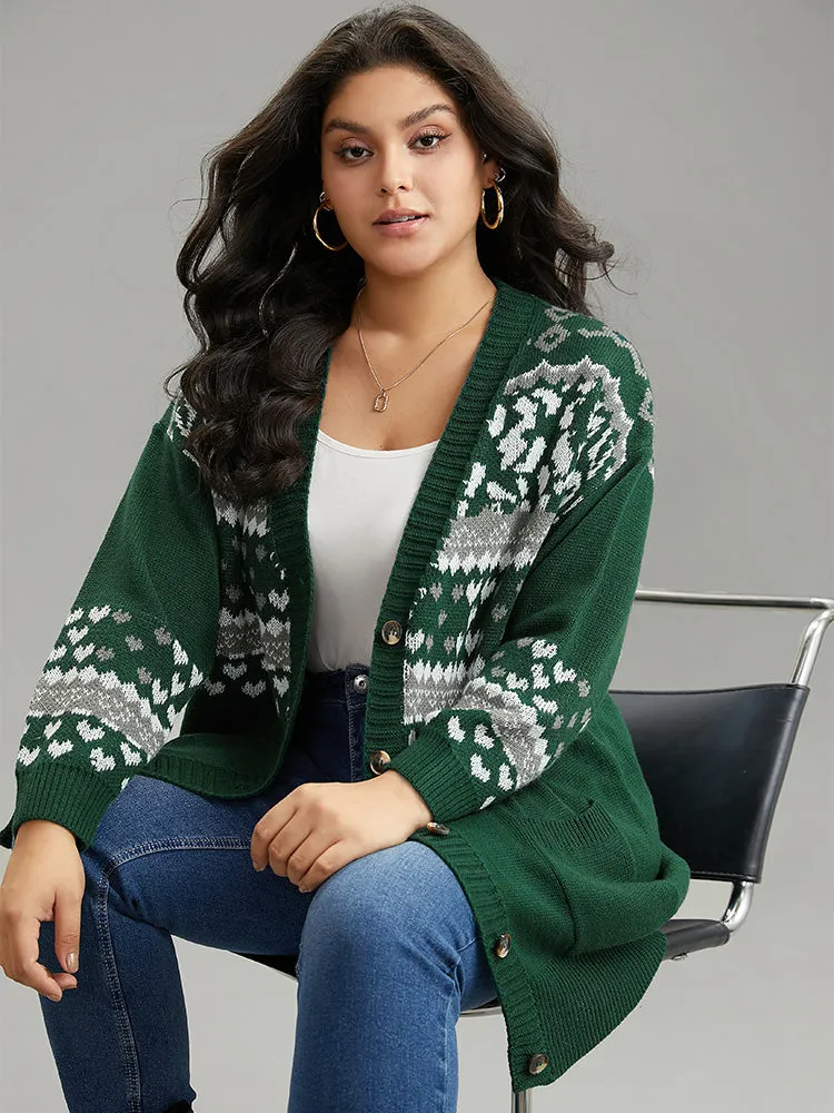 Christmas Jacquard Button Up Pocket Cardigan sold by Bloomchic product image thumbnail 3