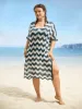 Geometric Slit Hem Cut Out Swim Cover Up sold by Bloomchic