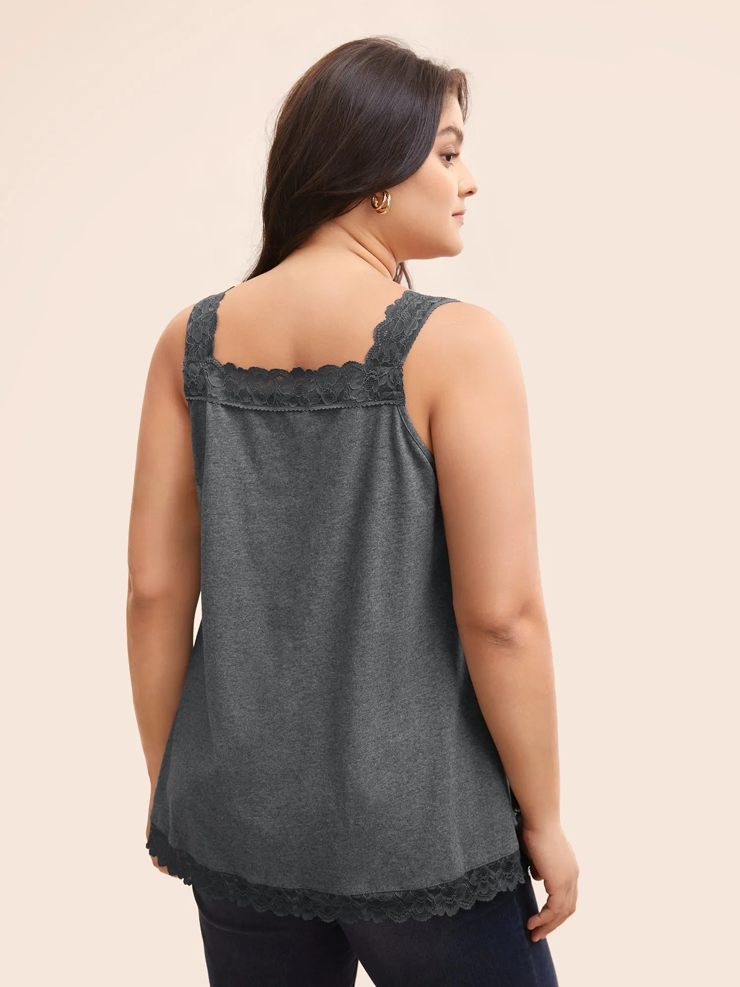 Cotton Crochet Lace Deep V Neck Cami Top sold by Bloomchic product image thumbnail 4