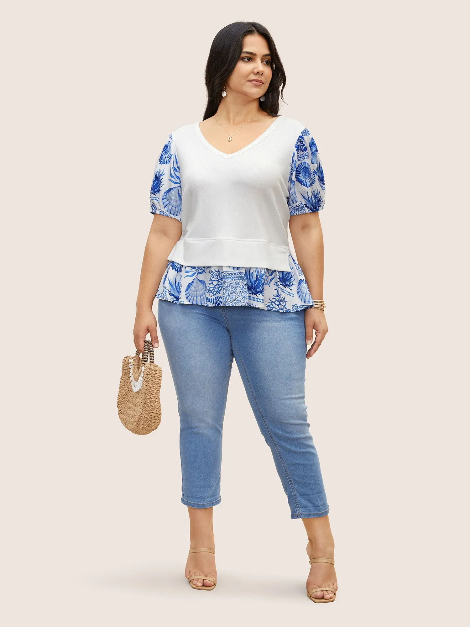 Marine Elements Patchwork Split Side T-shirt sold by Bloomchic product image thumbnail 3