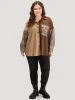 Leopard Patchwork Pocket Contrast Button Through Coat sold by Bloomchic