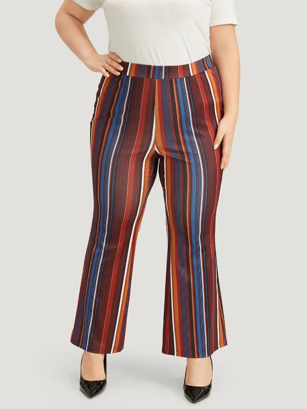 Halloween Rainbow Striped Flare Leg Very Stretchy Pants sold by Bloomchic