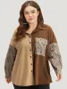 Leopard Patchwork Pocket Contrast Button Through Coat sold by Bloomchic