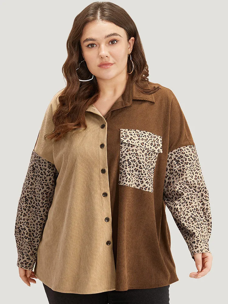 Leopard Patchwork Pocket Contrast Button Through Coat sold by Bloomchic product image thumbnail 5