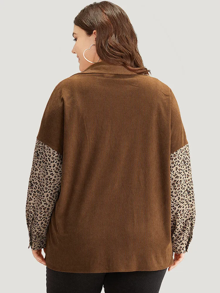 Leopard Patchwork Pocket Contrast Button Through Coat sold by Bloomchic product image thumbnail 2