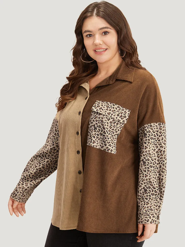 Leopard Patchwork Pocket Contrast Button Through Coat sold by Bloomchic product image thumbnail 3