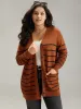 Striped Button Down Patched Pocket Cardigan sold by Bloomchic