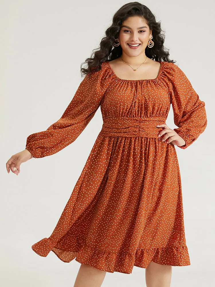 Polka Dot Ruched Square Neck Dress sold by Bloomchic product image thumbnail 4