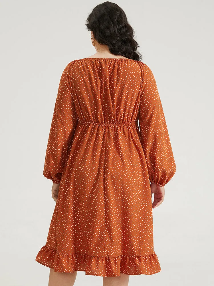 Polka Dot Ruched Square Neck Dress sold by Bloomchic product image thumbnail 5