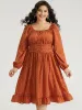 Polka Dot Ruched Square Neck Dress sold by Bloomchic