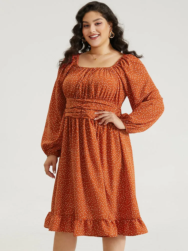 Polka Dot Ruched Square Neck Dress sold by Bloomchic product image thumbnail 3