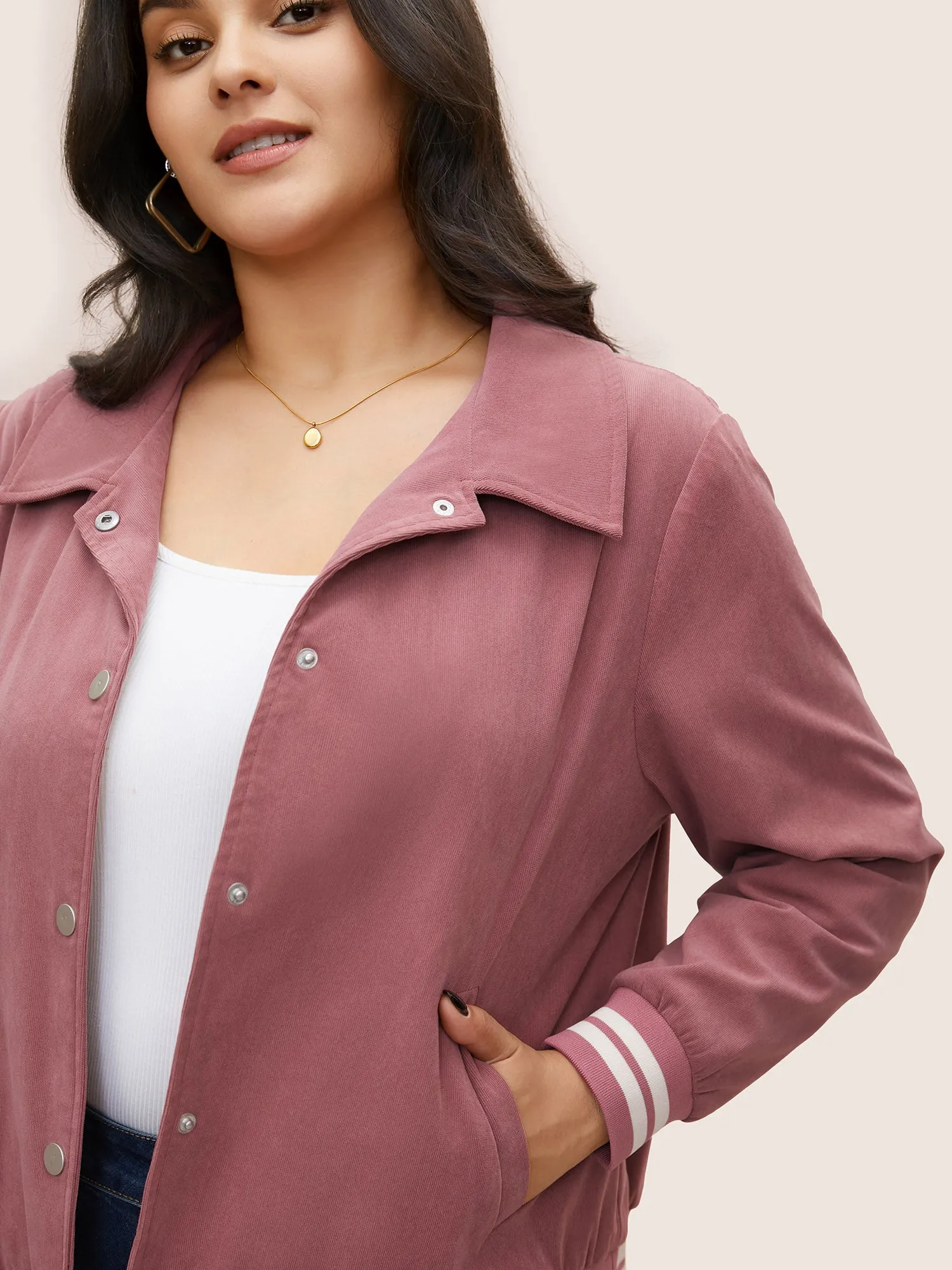 Contrast Trim Button Through Rib Knit Jacket sold by Bloomchic product image thumbnail 3