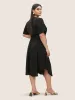 Anti-Wrinkle Metal Chain Detail Belted Arc Hem Dress sold by Bloomchic