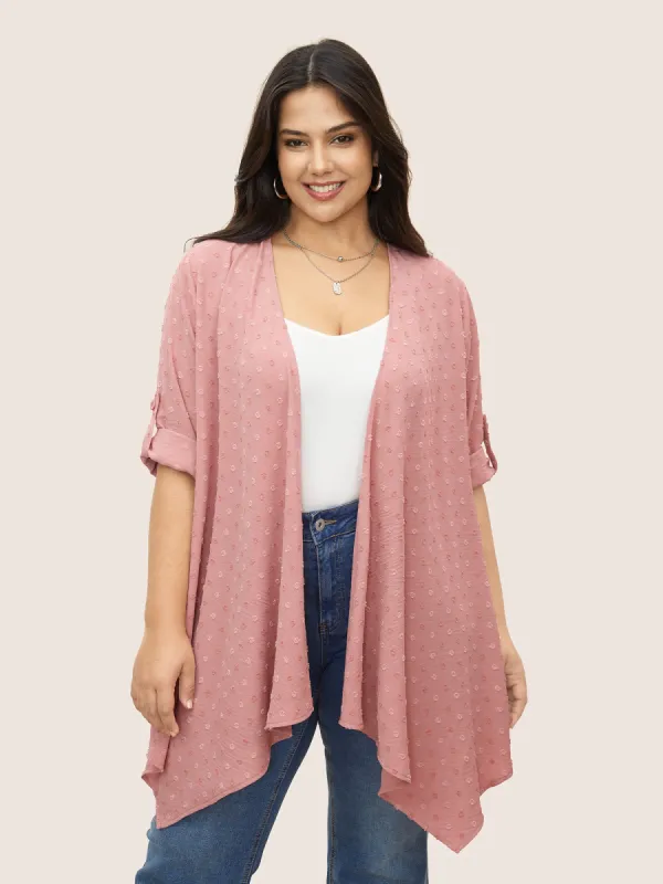 Plain Synthetic Texture Tab Sleeve Kimono sold by Bloomchic