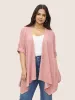 Plain Synthetic Texture Tab Sleeve Kimono sold by Bloomchic