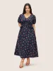 Citrus Fruit Print Tie Knot Gathered Puff Sleeve Dress sold by Bloomchic