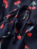 Citrus Fruit Print Tie Knot Gathered Puff Sleeve Dress sold by Bloomchic