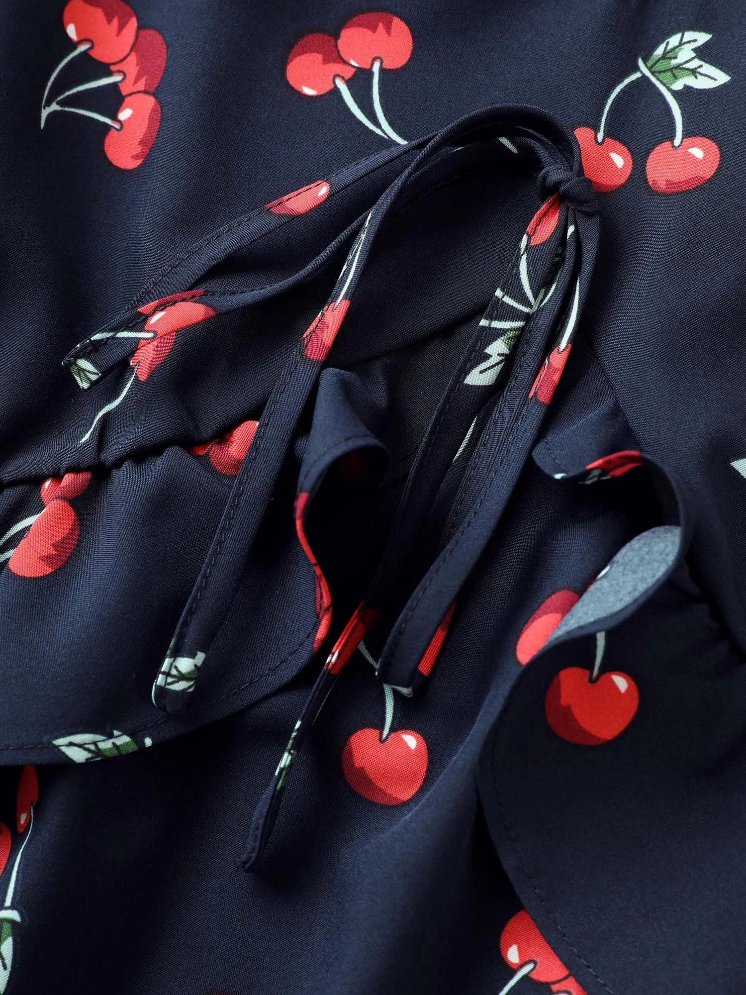 Citrus Fruit Print Tie Knot Gathered Puff Sleeve Dress sold by Bloomchic product image thumbnail 5