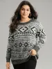 Bandana Print Heather Loose Pullover sold by Bloomchic