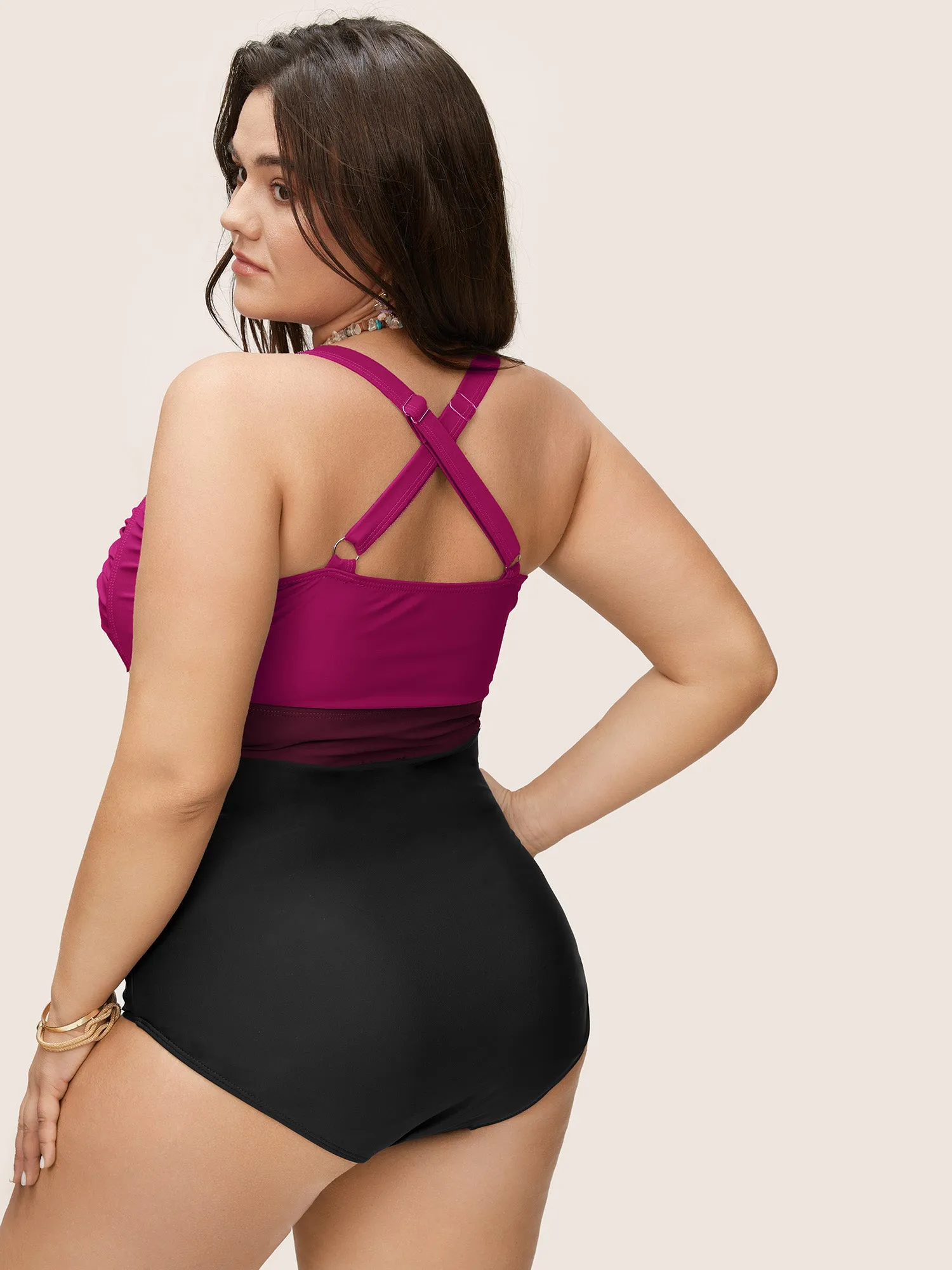 Contrast Twist Front Tummy-Control One Piece Swimsuit sold by Bloomchic product image thumbnail 2