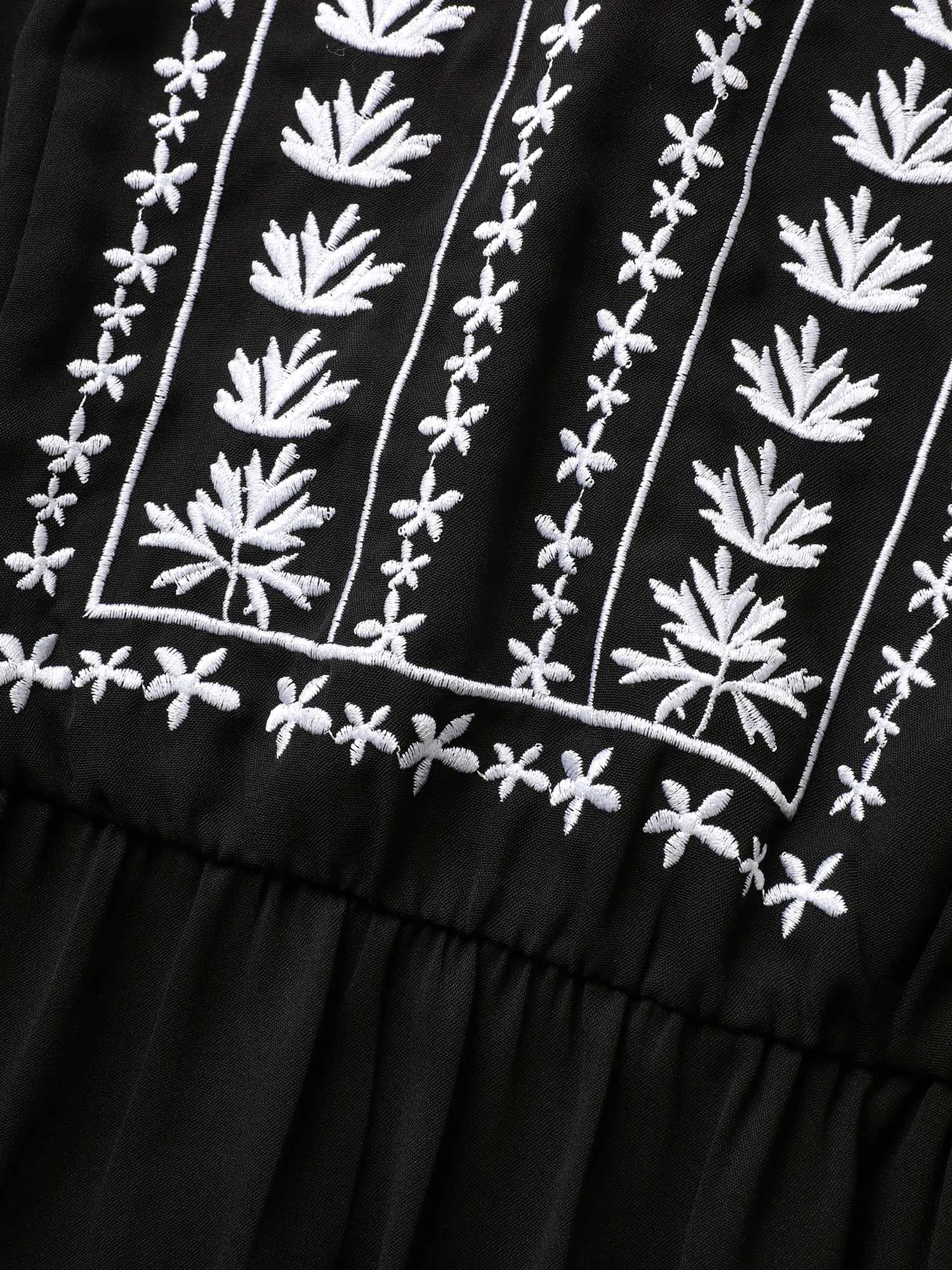 Floral Embroidered V Neck Ruffle Cap Sleeve Dress sold by Bloomchic product image thumbnail 5