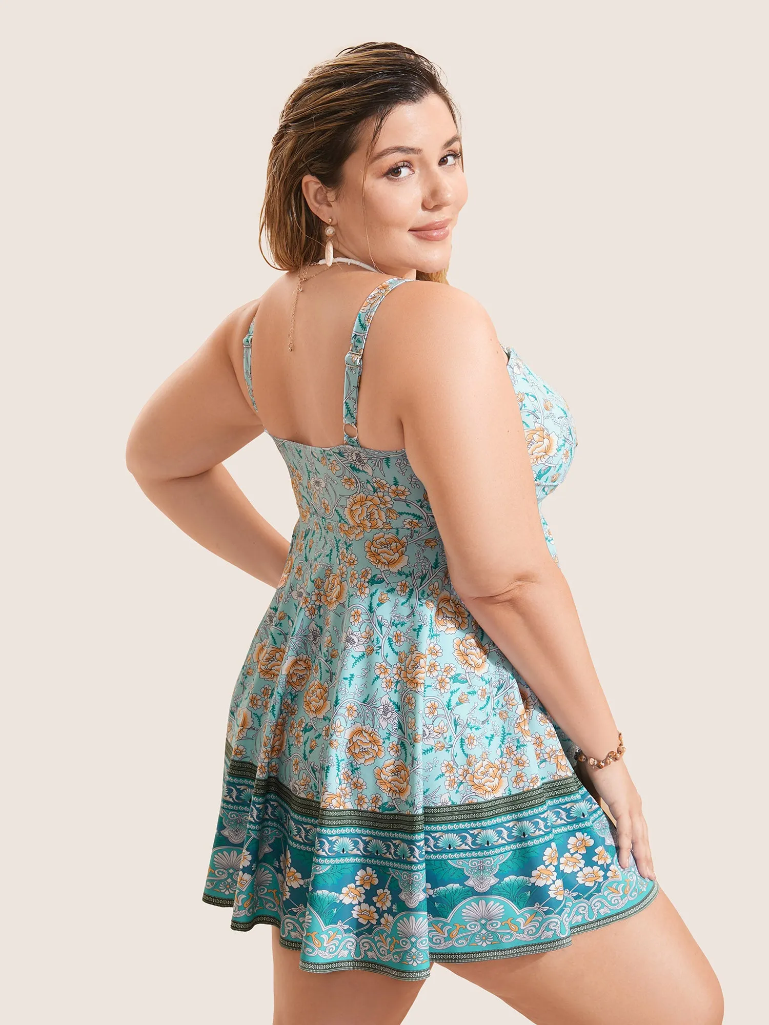 Bandana Print Crossover Adjustable Straps Swim Dress sold by Bloomchic product image thumbnail 2