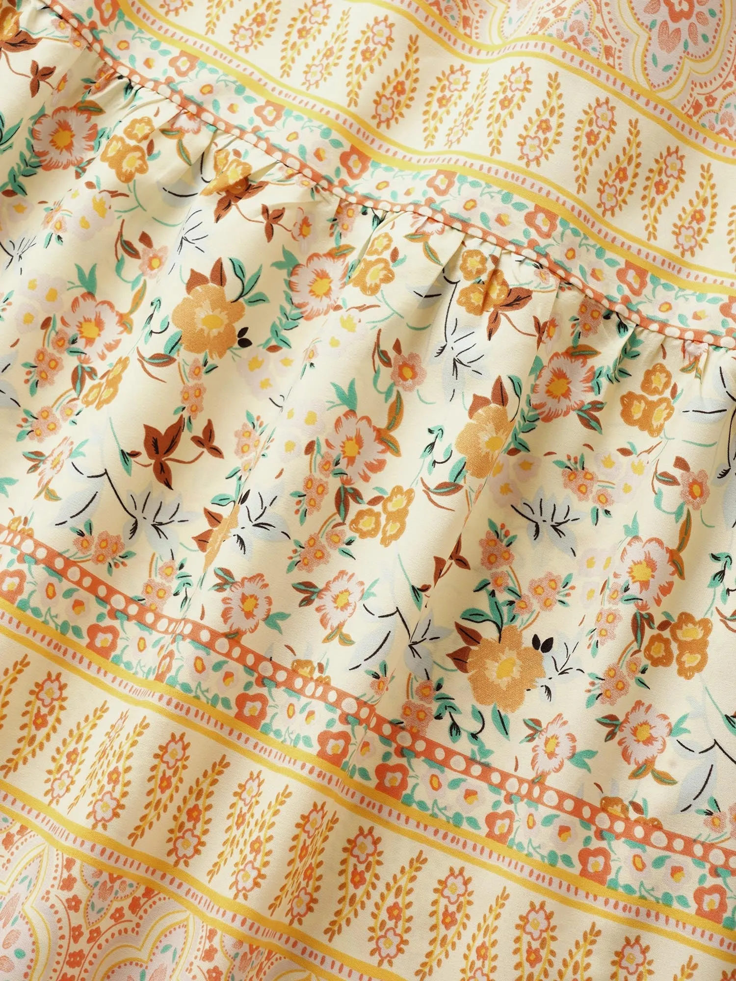 Overlap Collar Boho Print Ruffle Sleeve Dress sold by Bloomchic product image thumbnail 5