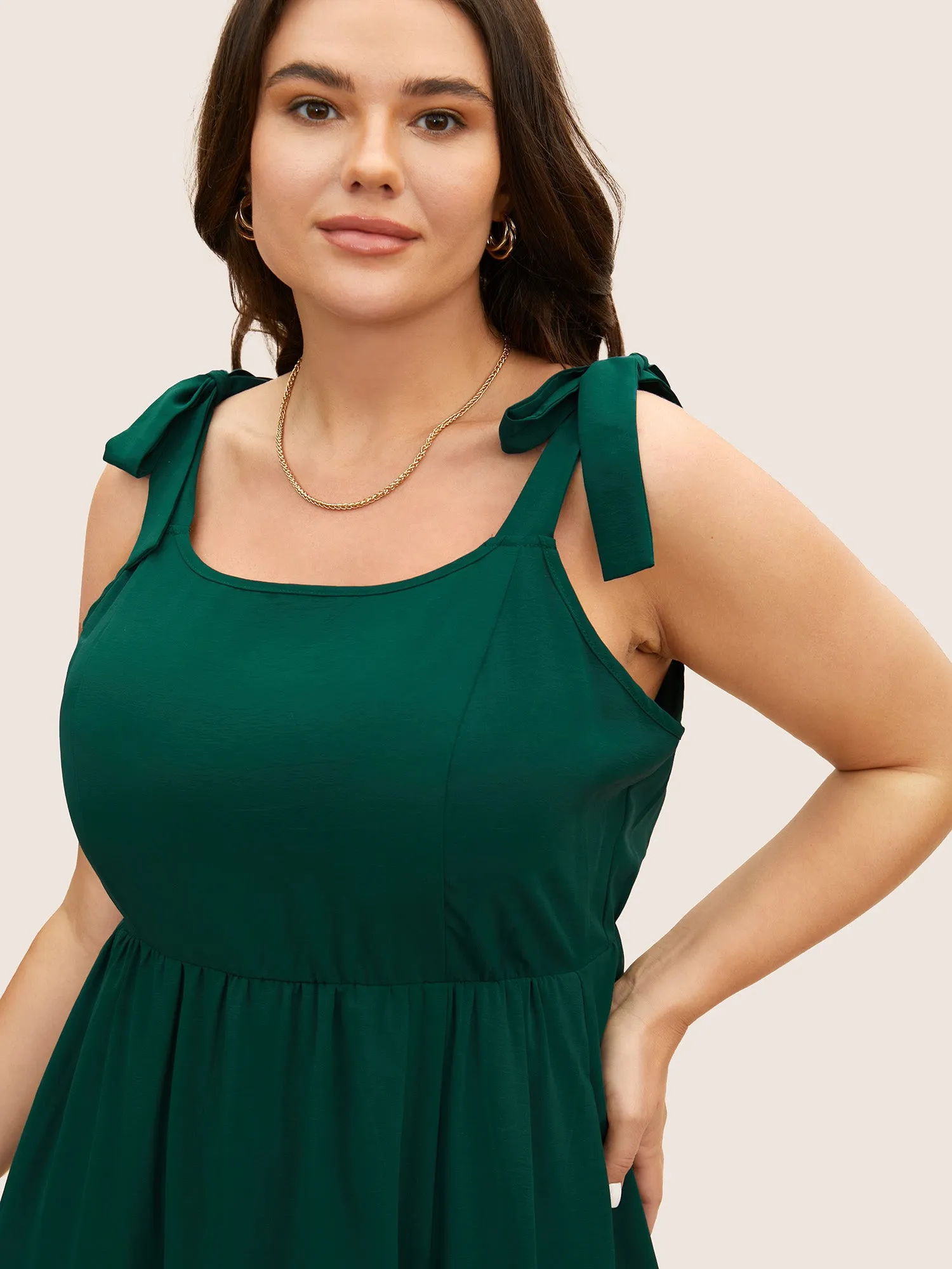Solid Tie Knot Slit Hem Dress sold by Bloomchic product image thumbnail 2