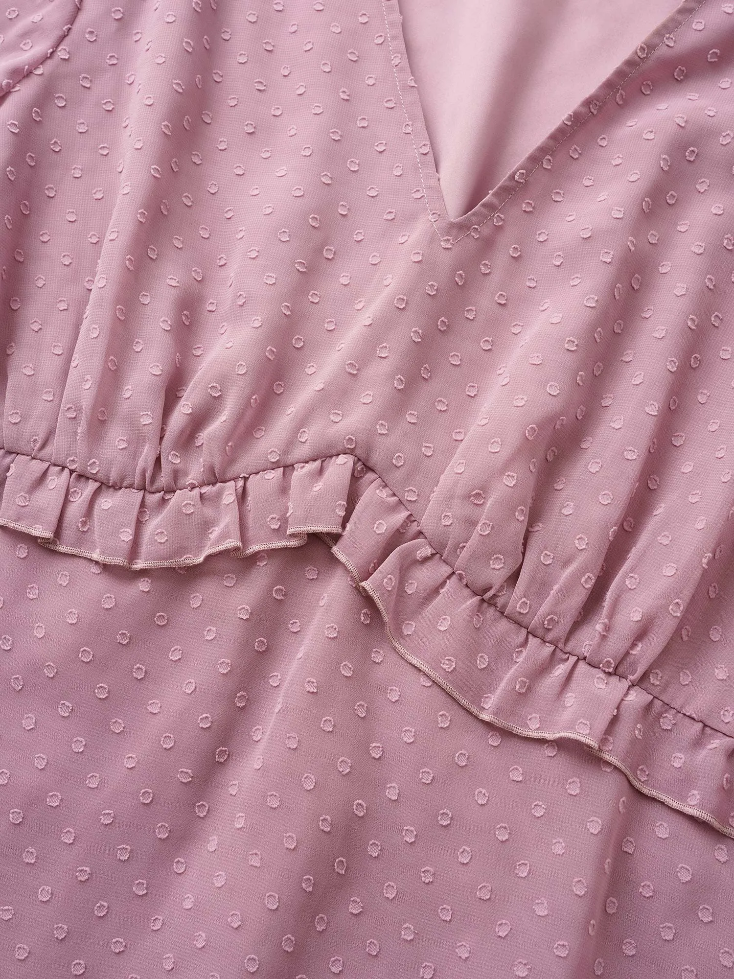 Chiffon Mesh Texture Polka Dot Frill Trim Blouse sold by Bloomchic product image thumbnail 5