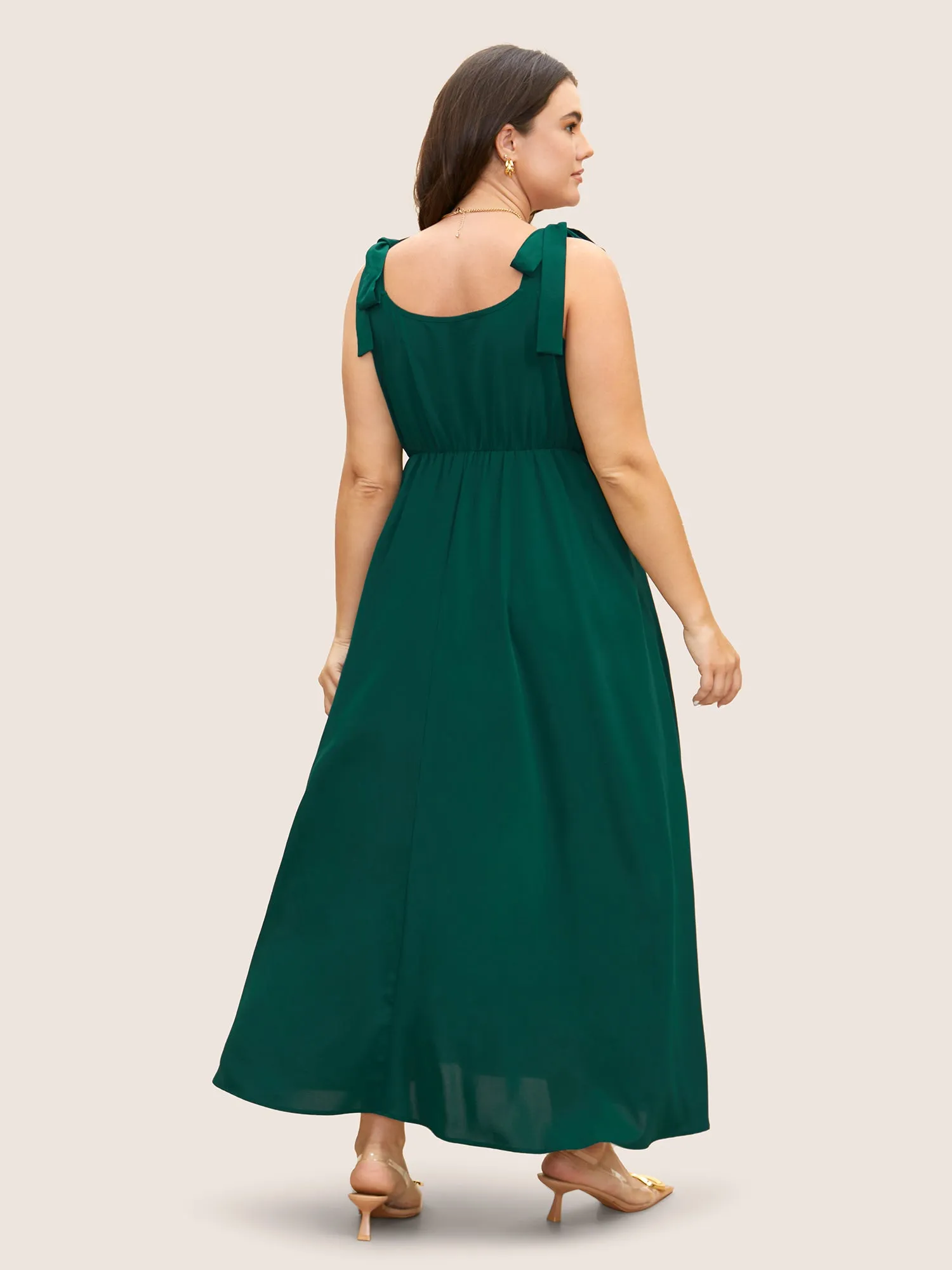 Solid Tie Knot Slit Hem Dress sold by Bloomchic product image thumbnail 4