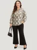 Plaid Shirred Notched Button Up Blouse sold by Bloomchic