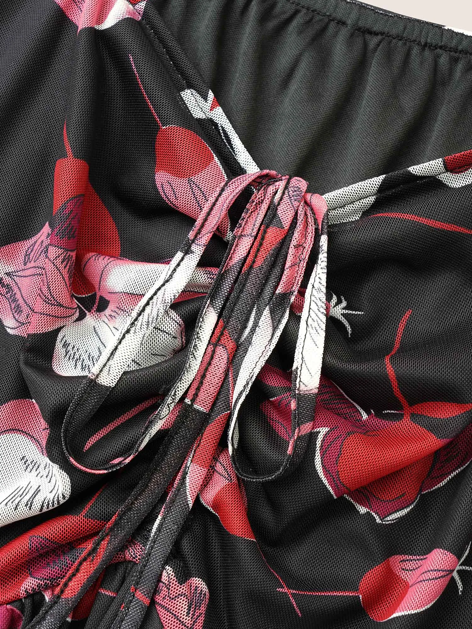 Floral Print Drawstring Mesh Ruched Dress sold by Bloomchic product image thumbnail 5