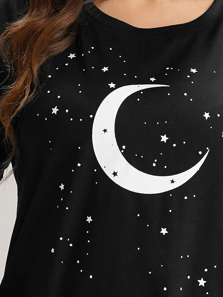 Moon & Star Print Contrast T-shirt sold by Bloomchic product image thumbnail 5