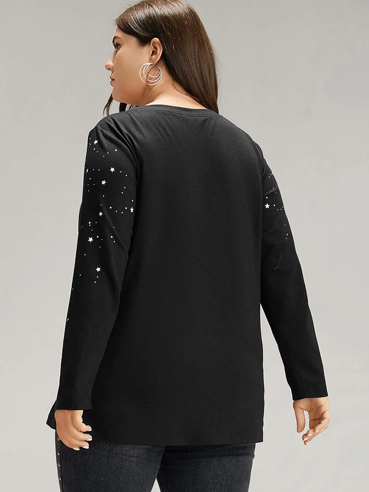 Moon & Star Print Contrast T-shirt sold by Bloomchic product image thumbnail 2