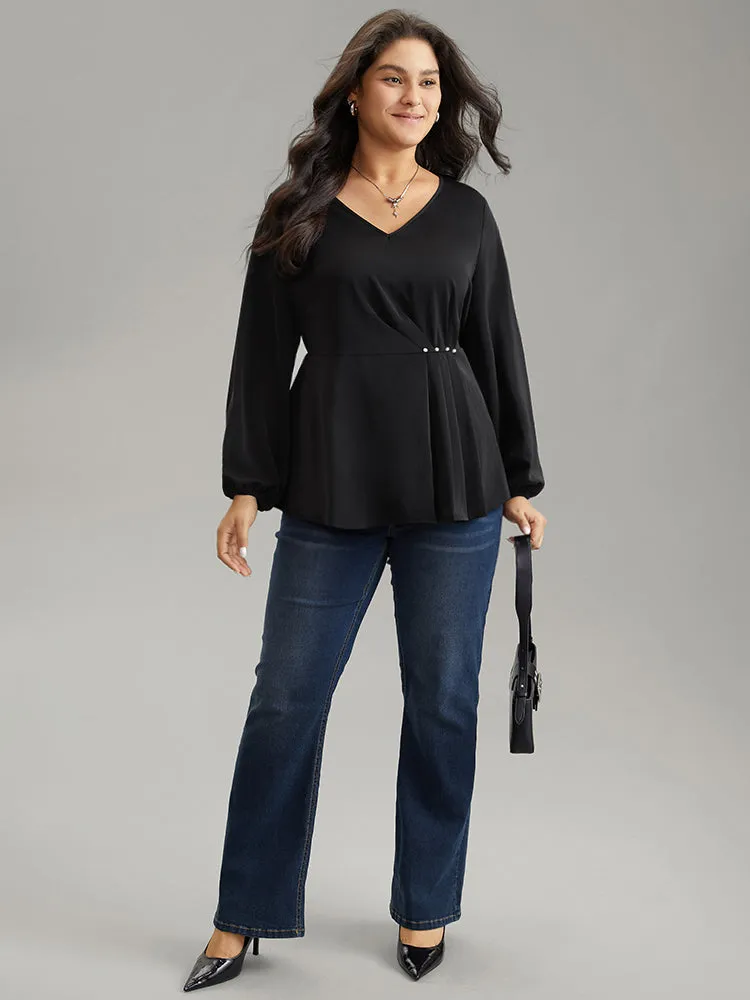 Pearl Beaded Plicated Detail Blouse sold by Bloomchic product image thumbnail 2