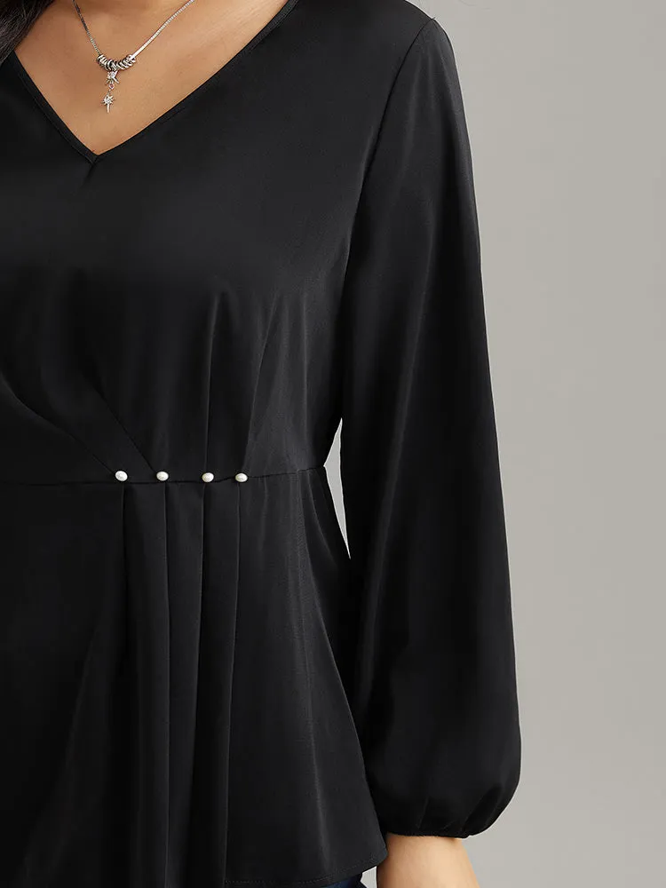 Pearl Beaded Plicated Detail Blouse sold by Bloomchic product image thumbnail 4