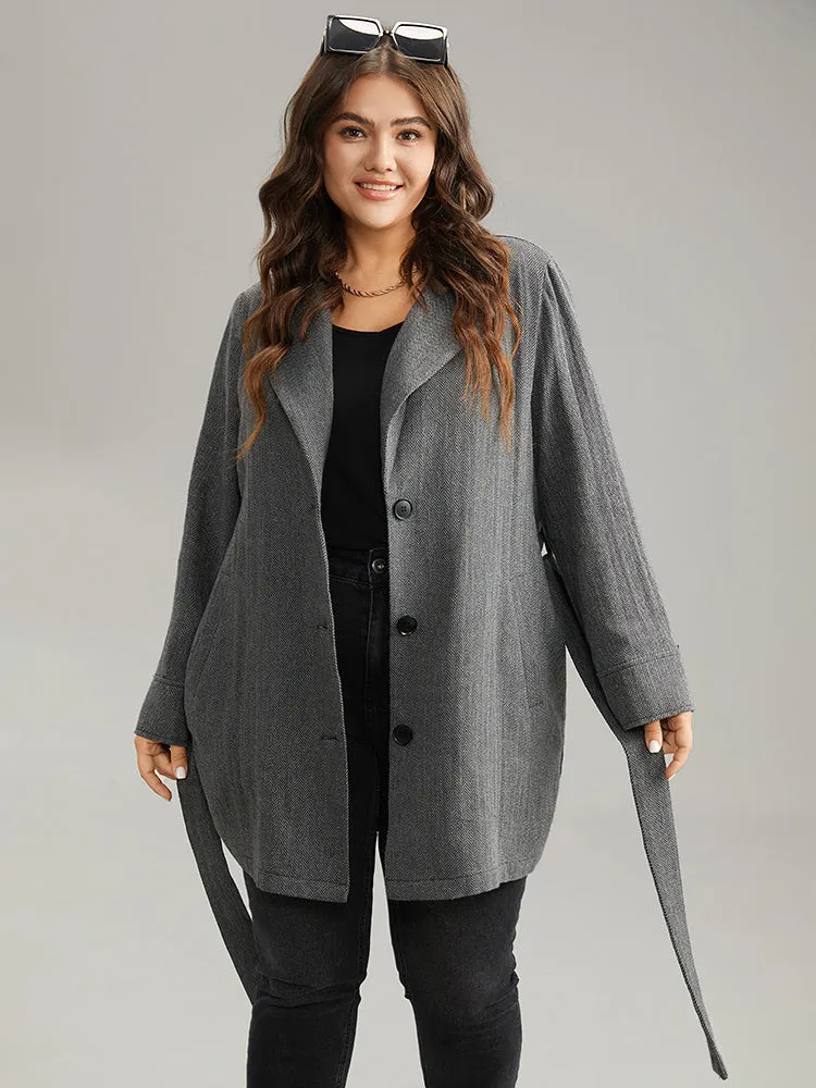 Tweed Button Fly Belted Lapel Collar Coat sold by Bloomchic product image thumbnail 5