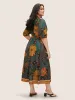 Floral Shirred Lantern Sleeve Midi Dress sold by Bloomchic