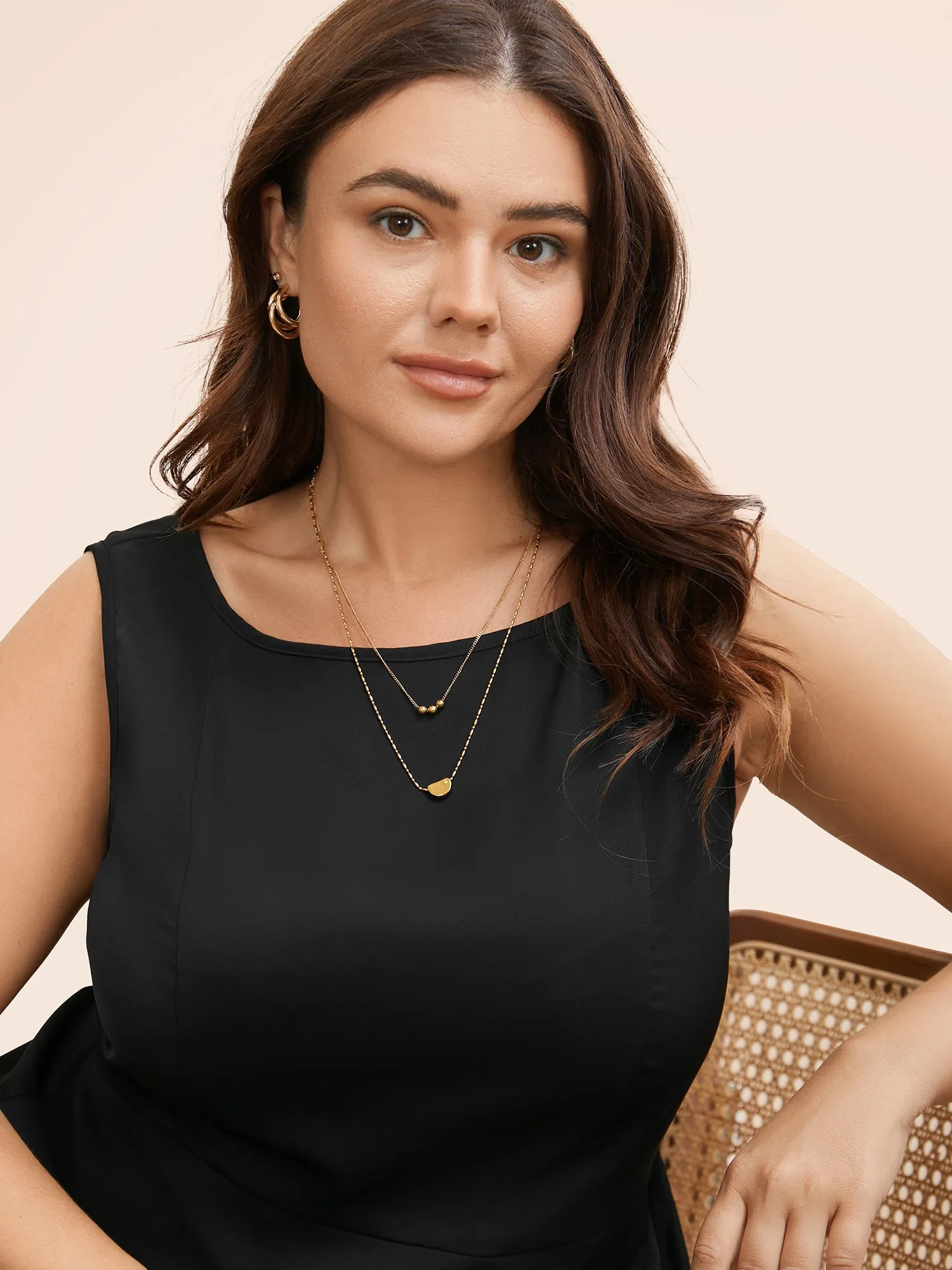 Solid Boat Neck Gathered Tank Dress sold by Bloomchic product image thumbnail 2