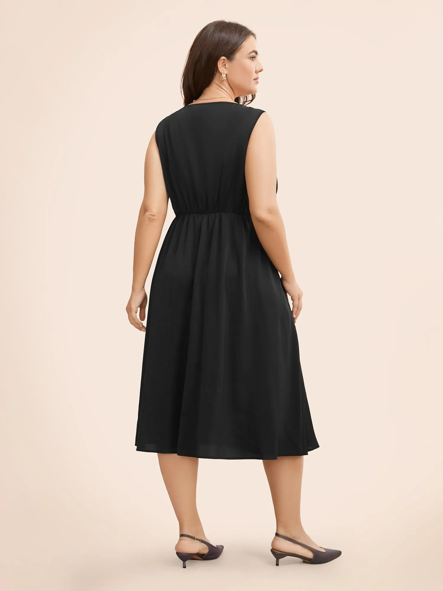 Solid Boat Neck Gathered Tank Dress sold by Bloomchic product image thumbnail 5