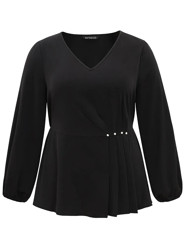 Pearl Beaded Plicated Detail Blouse sold by Bloomchic product image thumbnail 5