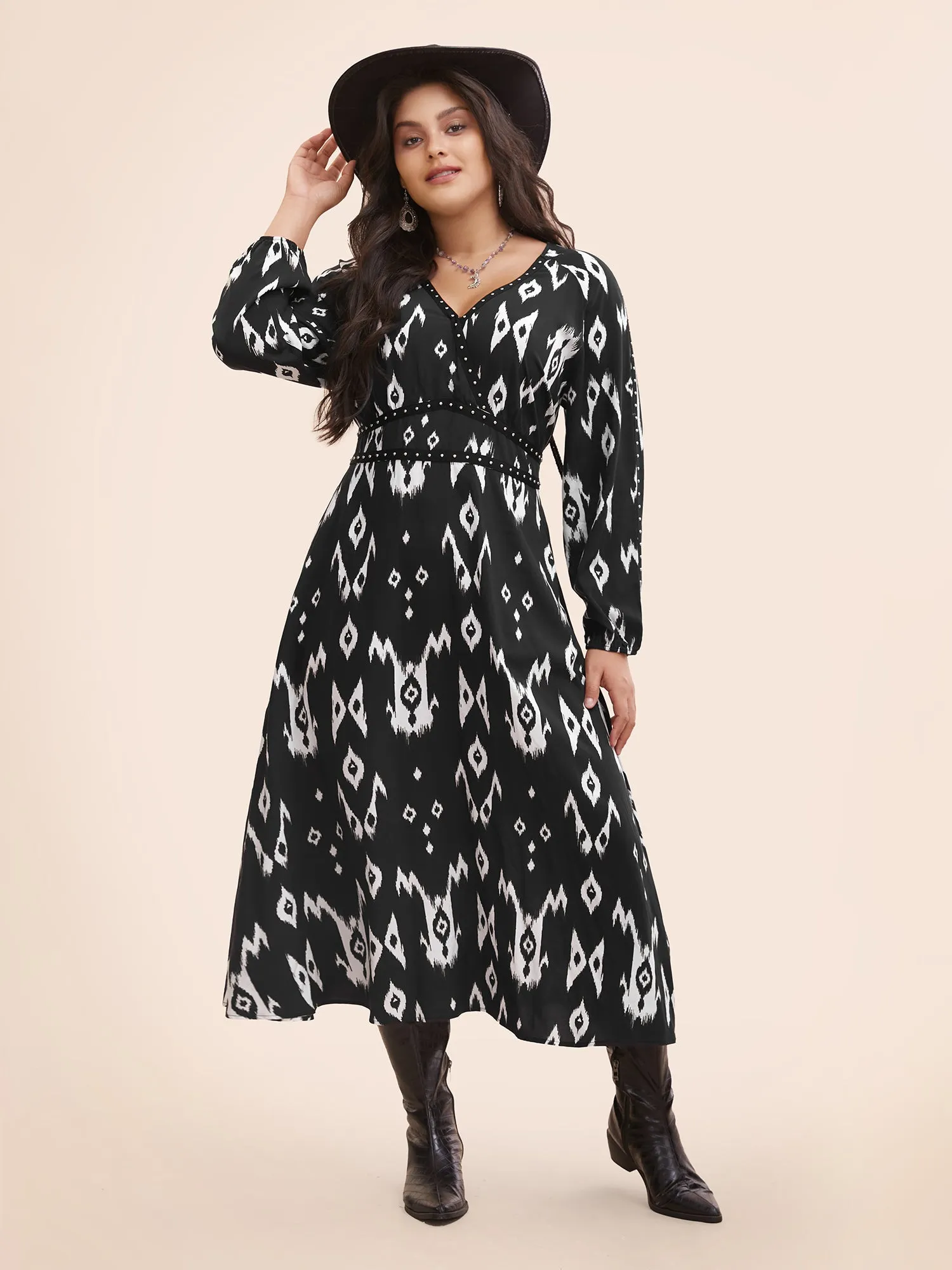 Abstract Studded Woven Maxi Dress sold by Bloomchic product image thumbnail 2