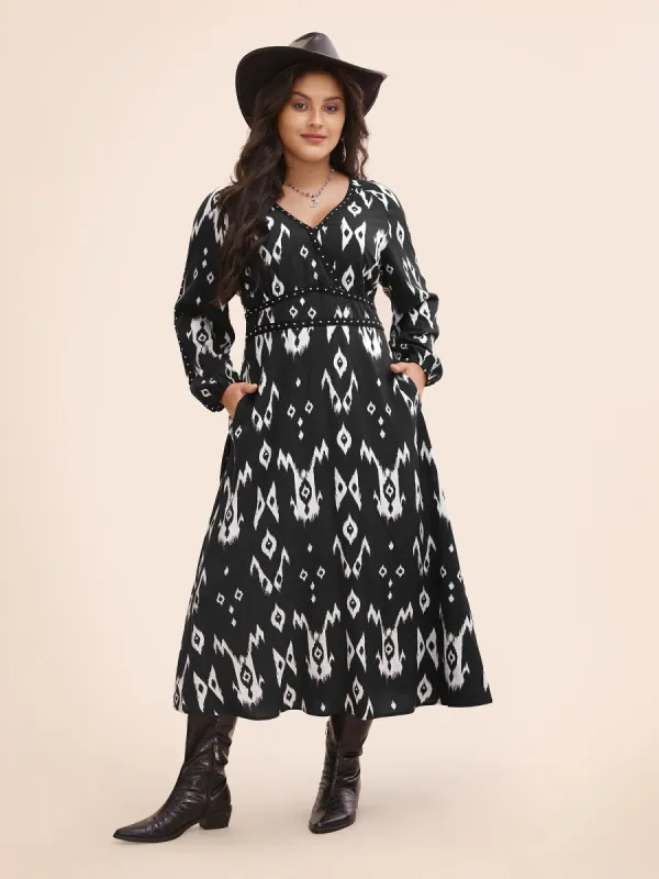 Abstract Studded Woven Maxi Dress sold by Bloomchic