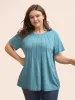Crew Neck Solid Heather Pleated T-shirt sold by Bloomchic