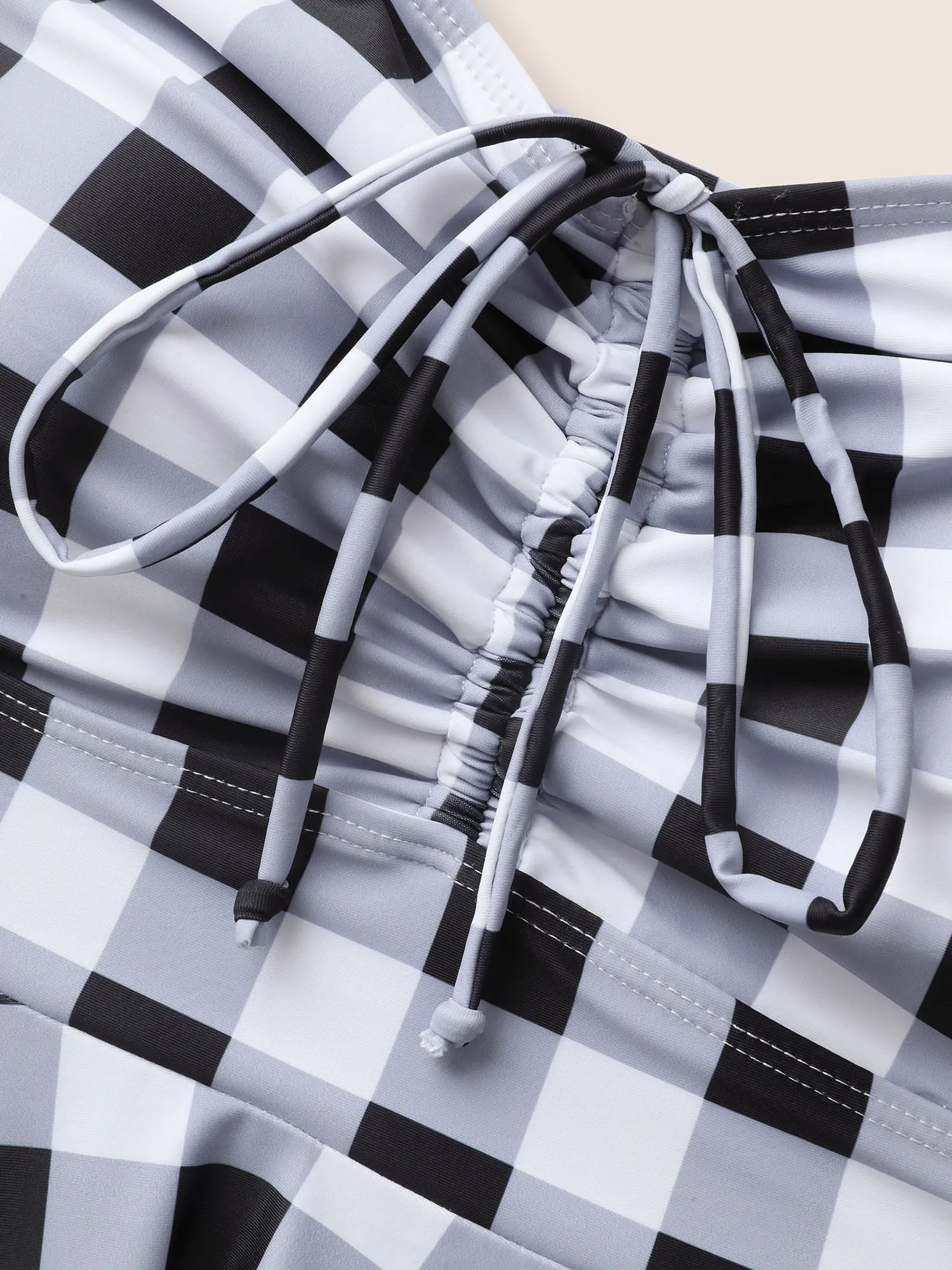 Plaid Heart Neckline Drawstring Ruched Swim Dress sold by Bloomchic product image thumbnail 5