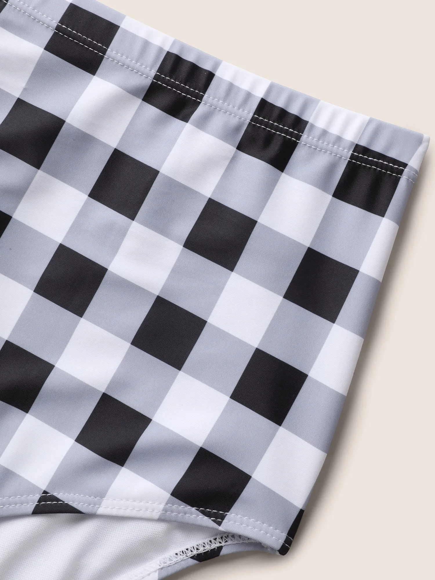 Plaid Heart Neckline Drawstring Ruched Swim Dress sold by Bloomchic product image thumbnail 4