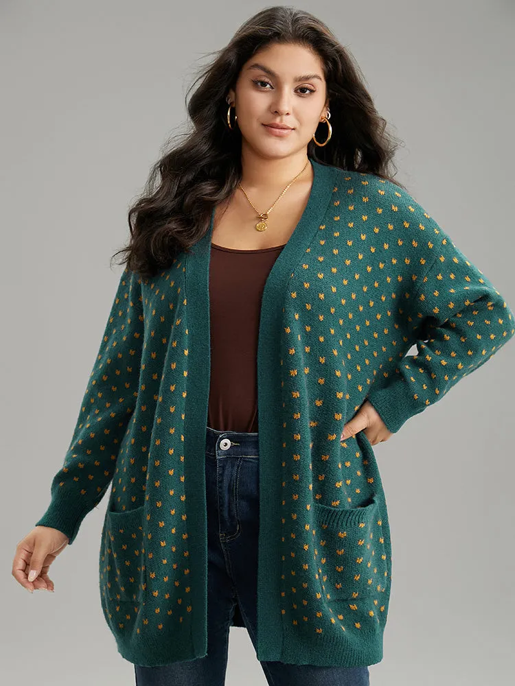 Anti-Pilling Geometric Pocket Open Front Cardigan sold by Bloomchic product image thumbnail 3