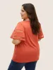 Solid Cut Out Patchwork Ruffle Sleeve T-shirt sold by Bloomchic