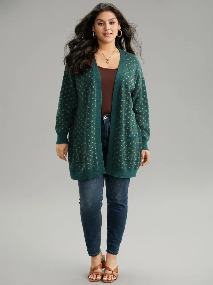 Anti-Pilling Geometric Pocket Open Front Cardigan sold by Bloomchic product image thumbnail 4